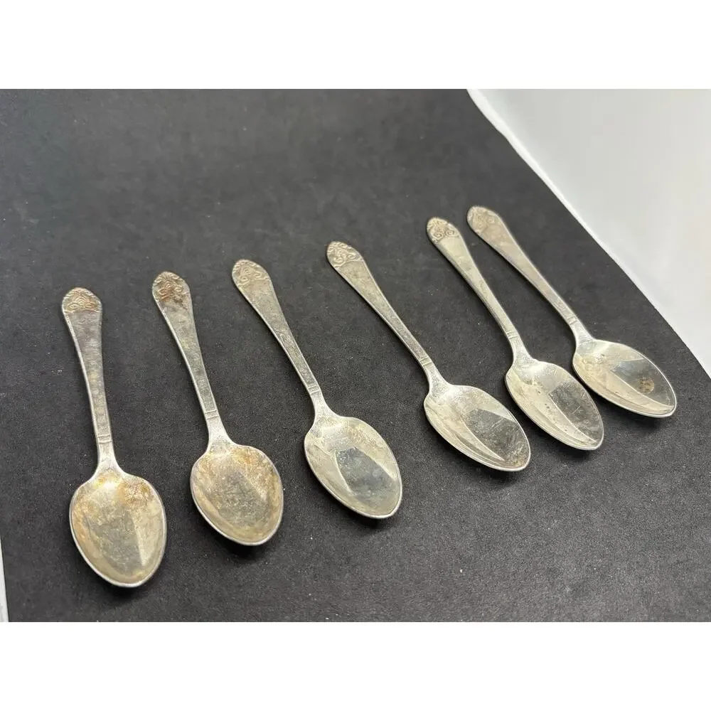 LOT OF 6 c1932 WALDORF ASTORIA HOTEL SILVER PLATED DEMITASSE COFFEE SPOONS